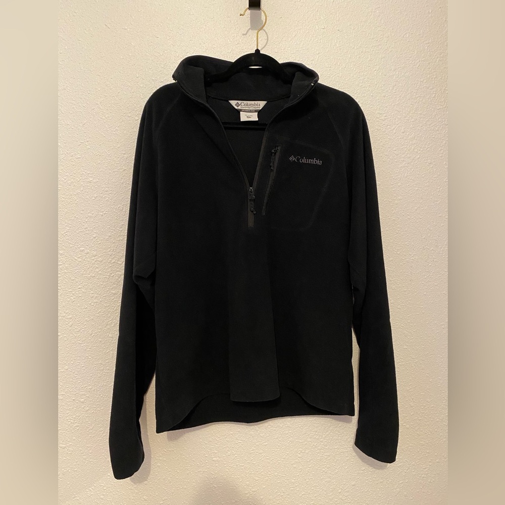 Men's Fleece Half Zip Up Sweatshirt Charcoal black Columbia Size large RN69724